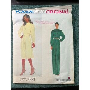 Vogue Paris Orig Series NINA RICCI Ms Dress Pattern #2352 Sz10 CUT
